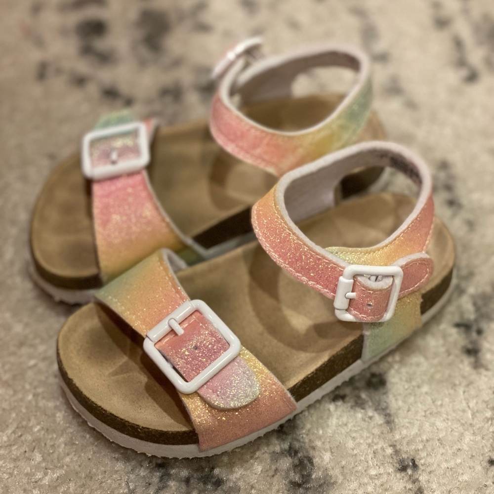 Toddler size 7 rainbow sparkle sandals